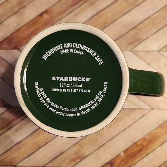 STARBUCKS Mermaid Logo Green Swirl Design Ceramic Coffee Mug 12oz 2020 - Picture 8 of 9